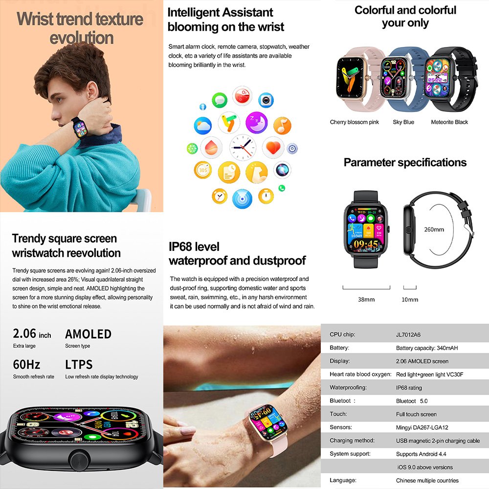 Luxury AMOLED screen Rotatable control smartwatch BT calling heart rate monitor watch sport wrist smart watch men